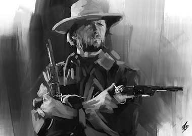 Monochrome Western Gunslinger Portrait