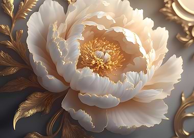 Elegant White and Gold Flower