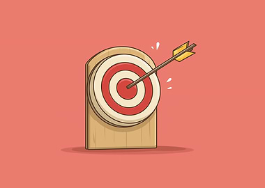 Arrow hitting bullseye target illustration