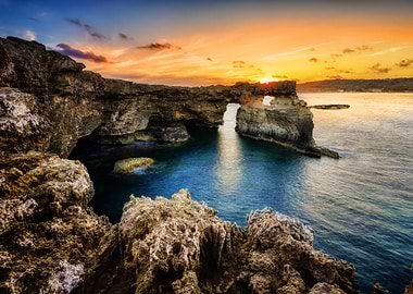 Comino Coastal Rock Arch at Sunset - Malta landscape