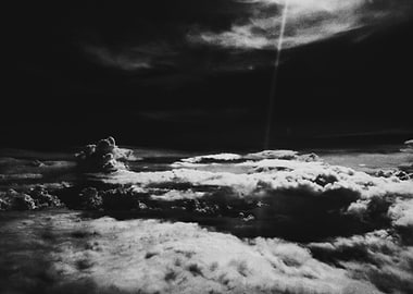 Monochrome Clouds with Sun Ray