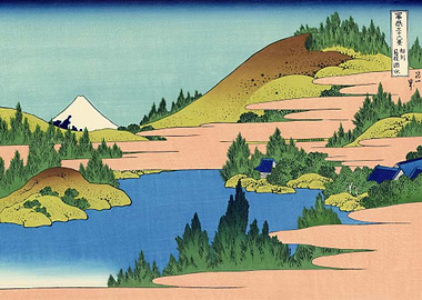 Katsushika Hokusai – Hakone Lake in Sagami Province c. 1830s | Classic Ukiyo-e Landscape from the Edo Period