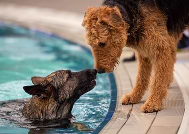 Dogs in a Pool