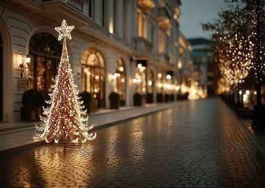 Christmas Tree on City Street