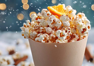 Festive Popcorn with Orange Slice