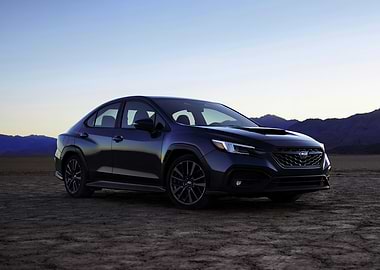 Dark Blue Subaru WRX in Desert