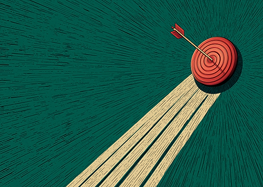 Arrow hitting target illustration