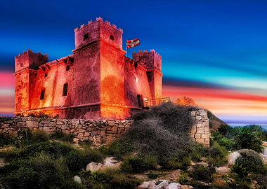 Mellieha Red Tower at sunrise - Malta landscape