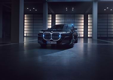 Sleek Black BMW in Garage Setting