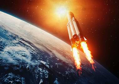 Space Shuttle Launching Earth