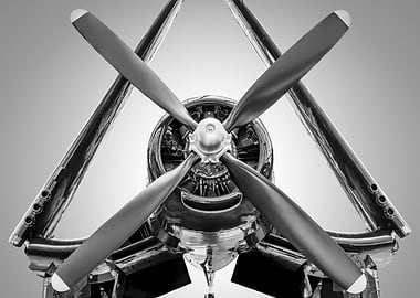 Black and White Airplane Propeller Close-Up