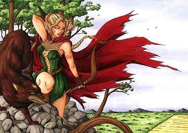 A New Adventure - Elf Archer with Wolf