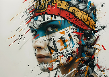 Abstract Portrait with Graffiti