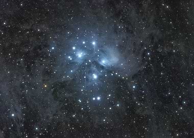 Pleiades Star Cluster in Deep Space