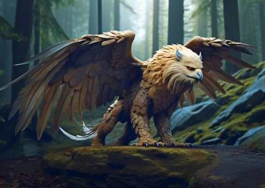 Majestic Griffin in Forest Setting