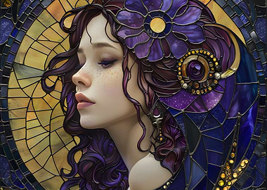 Stained Glass Portrait of a Woman