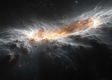 Dramatic Nebula Cloudscape with Golden Light