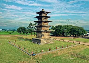 Korean Pagoda in Green Field