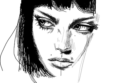 Monochrome Portrait Sketch of a Woman