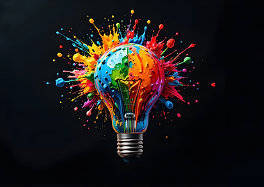Colorful Lightbulb Idea Explosion