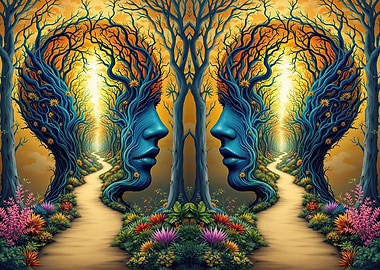 Tree Faces in Forest Paths