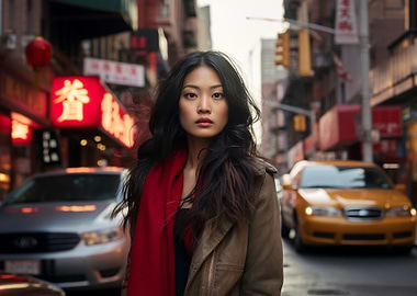 Woman in Chinatown street portrait
