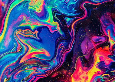 Colorful Abstract Swirls with Starry Background