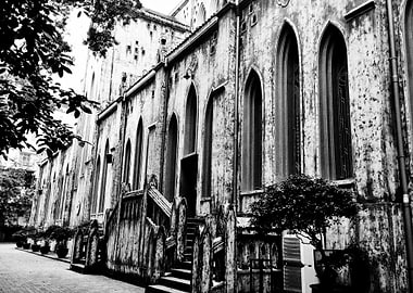 Black and White Cathedral Facade
