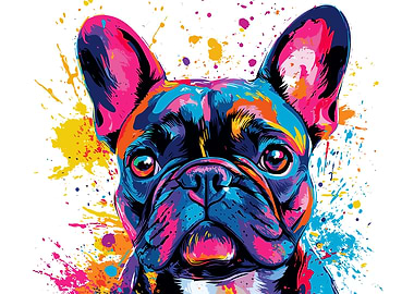Colorful French Bulldog Pop Art Portrait