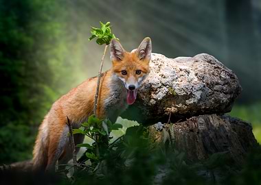 Red Fox Portrait in Forest