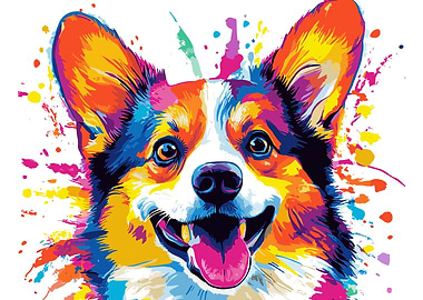 Colorful Corgi Portrait