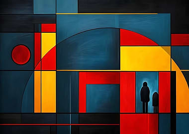 Abstract Geometric Painting with Figures