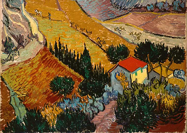 Vincent van Gogh Landscape with House and Ploughman