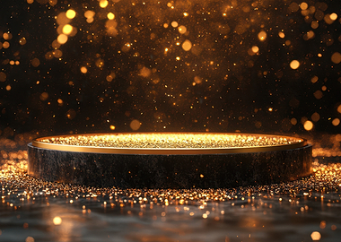 Golden Glittering Product Display Platform