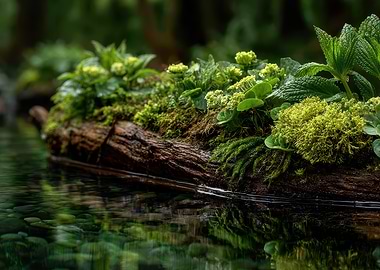 Mossy Log in Water