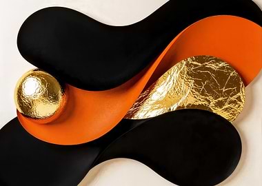 Abstract Black, Orange, and Gold Art