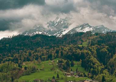 Moody Swiss Mountain in Kriens, Switzerland