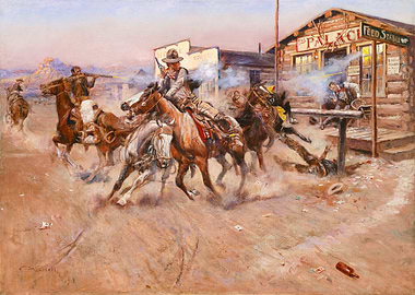 Wild West Town Gunfight Painting