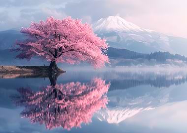 Cherry Blossom Tree Reflection
