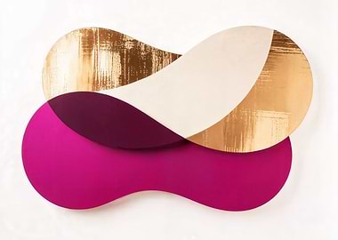 Abstract Shapes in Gold, Pink, and White
