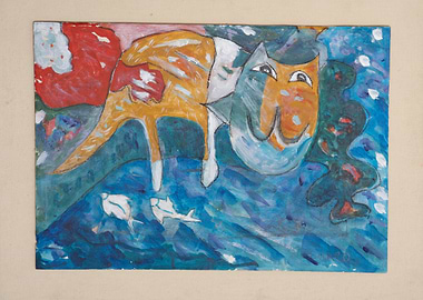 Abstract Cat Painting