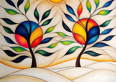 Colorful Trees Abstract Painting