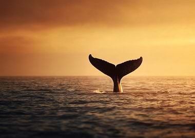 Whale Tail at Sunset