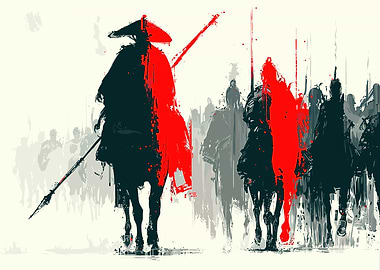 Samurai Warriors on Horseback