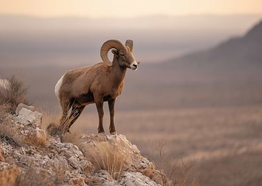 Majestic Bighorn Ram on Mountain Peak