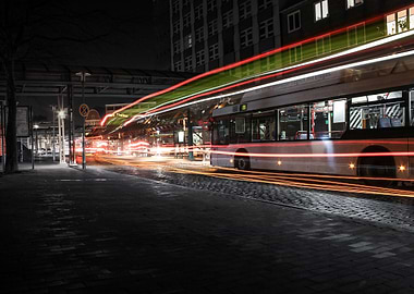 Night Bus Stop Long Exposure