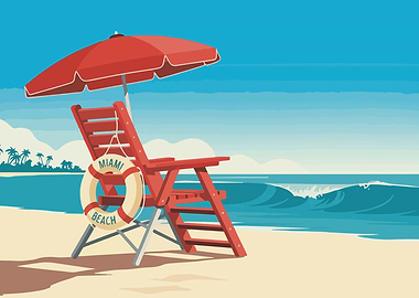 Miami Beach Lifeguard Chair Illustration