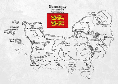 Hand Drawn Map of Normandy