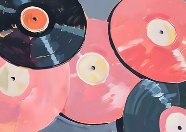 Vinyl Records Abstract Painting