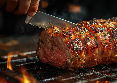 Slicing Grilled Meat